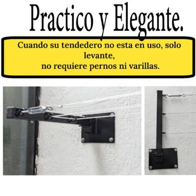 Tendedero Plegable para Ropa y Cobijas, de Color Blanco o Negro. (Cable de Acero, 3 líneas)