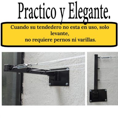 ONE SUPER PRACTIC Tendedero Plegable para Ropa y Cobijas Pesadas, Moderno y Elegante de Color Negro o Blanco. (Cordón Poliéster, 4 líneas)