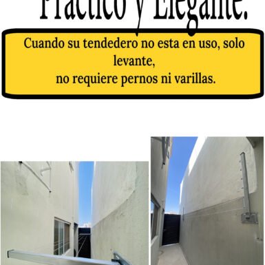 Tendedero Plegable para Ropa y Cobijas Pesadas, de Color Negro y Blanco. (Cable de Acero, 6 líneas)