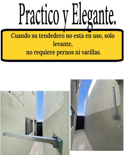 Tendedero Plegable para Ropa y Cobijas Pesadas, de Color Negro y Blanco. (Cable de Acero, 6 líneas)
