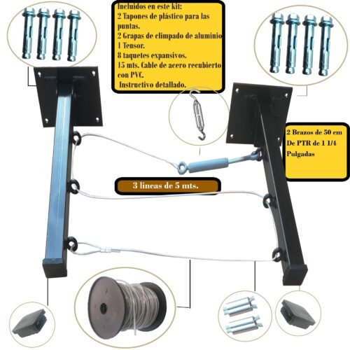 Tendedero Plegable para Ropa y Cobijas, de Color Blanco o Negro. (Cable de Acero, 3 líneas)