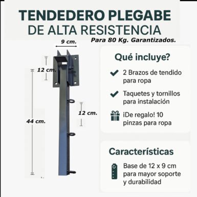 ONE SUPER PRACTIC Tendedero Plegable, Retráctil, Modelo Económico, para tendido y Secado de Ropa. Fácil Instalación, Tendedero para Ropa, Balcón, Patio, Terraza (3 Líneas con cordón)