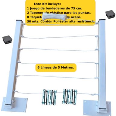 ONE SUPER PRACTIC Tendedero Plegable para Ropa y Cobijas Pesadas, Moderno y Elegante de Color Negro. (Cordón Poliéster, 6 líneas)