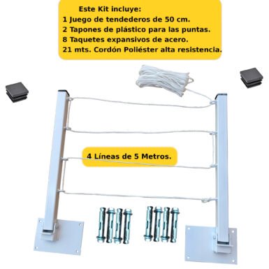 ONE SUPER PRACTIC Tendedero Plegable para Ropa y Cobijas Pesadas, Moderno y Elegante de Color Negro o Blanco. (Cordón Poliéster, 4 líneas)
