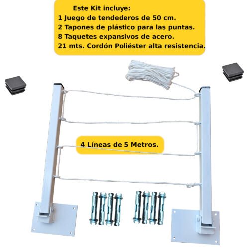 ONE SUPER PRACTIC Tendedero Plegable para Ropa y Cobijas Pesadas, Moderno y Elegante de Color Negro o Blanco. (Cordón Poliéster, 4 líneas)