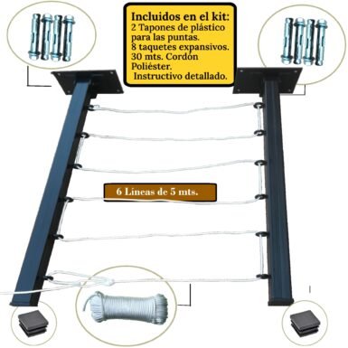 ONE SUPER PRACTIC Tendedero Plegable para Ropa y Cobijas Pesadas, Moderno y Elegante de Color Negro. (Cordón Poliéster, 6 líneas)