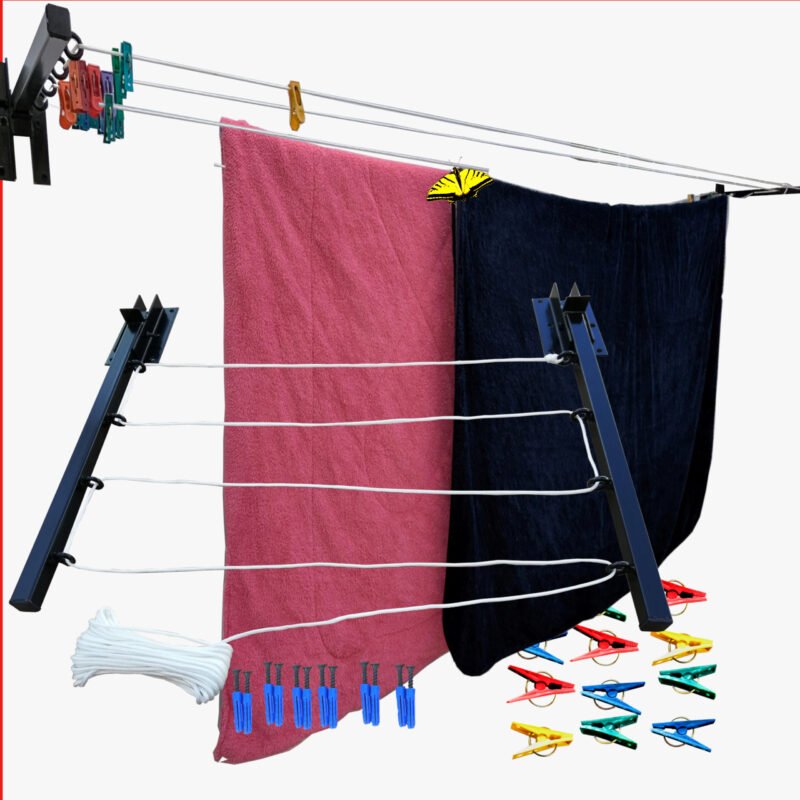 ONE SUPER PRACTIC Tendedero Plegable, Retráctil, Modelo Económico, para tendido y Secado de Ropa. (4 Líneas con cordón)