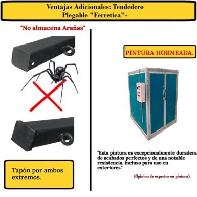 Tendedero Plegable para Ropa y Cobijas Pesadas, de Color Negro y Blanco. (Cable de Acero, 6 líneas)