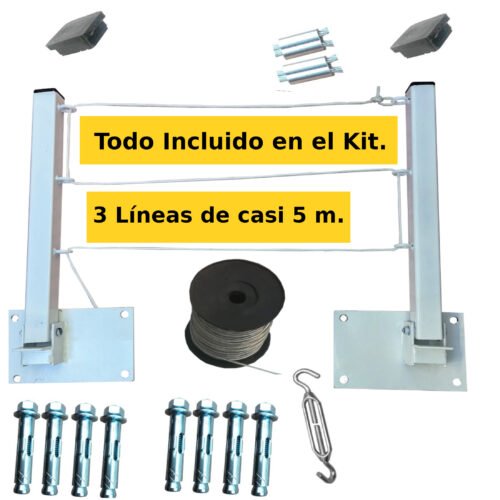 Tendedero Plegable para Ropa y Cobijas, de Color Blanco o Negro. (Cable de Acero, 3 líneas)